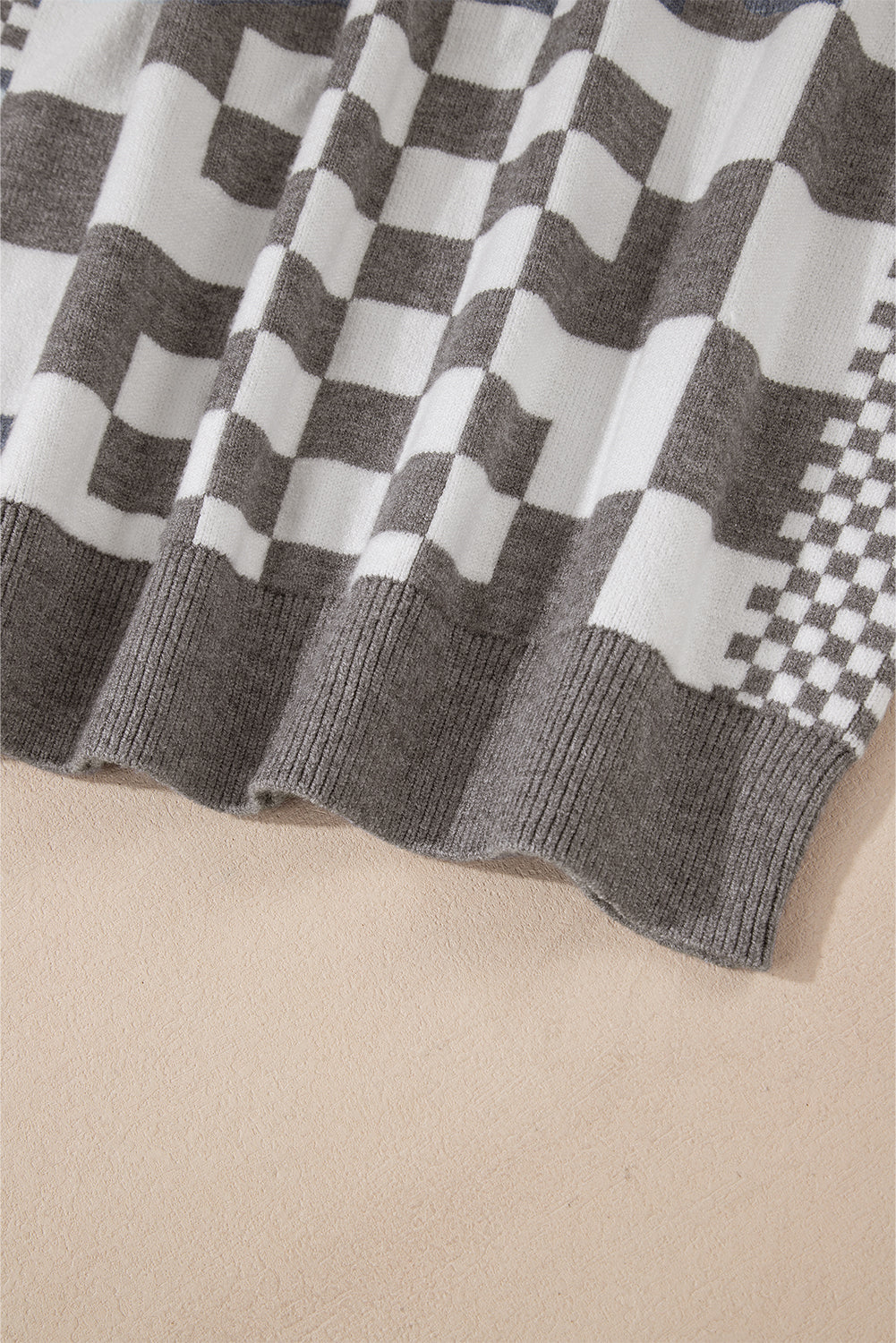 KaleaBoutique Checkered Print Drop Shoulder Round Neck Sweater - KaleaBoutique.com