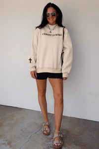 KaleaBoutique Comfortable CHRIST IS KING Embroidery High Neck Baggy Sweatshirt - KaleaBoutique.com