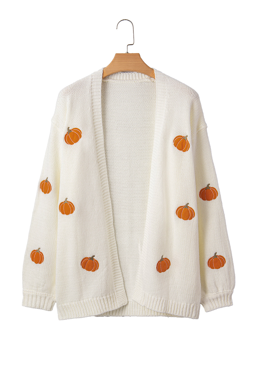 KaleaBoutique Comfortable Pumpkin Print Open Front Drop Shoulder Midi Cardigan - KaleaBoutique.com