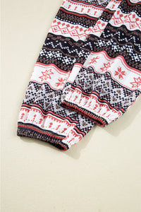 KaleaBoutique Comfortable Retro Christmas Pattern Loose Pullover 2pcs Lounge Pant Set