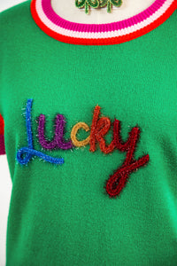 KaleaBoutique Stylish Shiny Lucky Striped Flutter Sleeve Round Neck Sweater - KaleaBoutique.com
