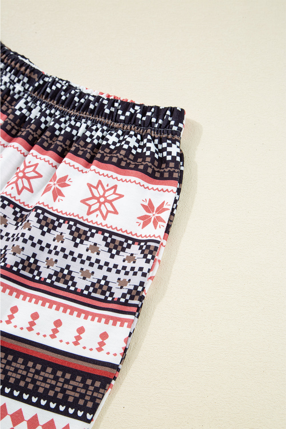 KaleaBoutique Comfortable Retro Christmas Pattern Loose Pullover 2pcs Lounge Pant Set