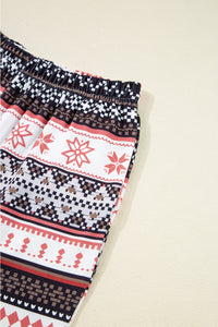 KaleaBoutique Comfortable Retro Christmas Pattern Loose Pullover 2pcs Lounge Pant Set