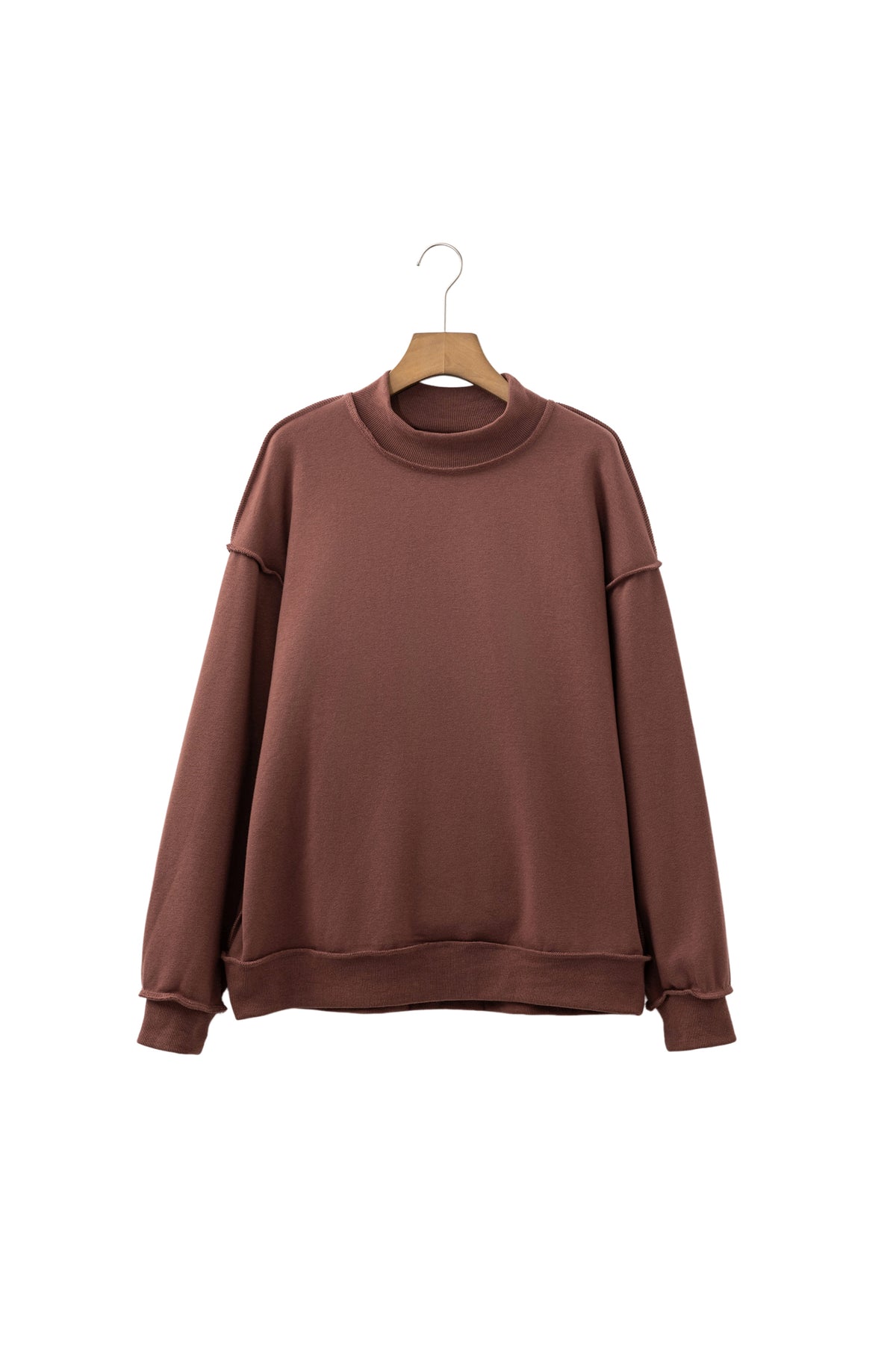 KaleaBoutique Stylish Oversize Drop Shoulder Reversible Mock Neck Sweatshirt - KaleaBoutique.com