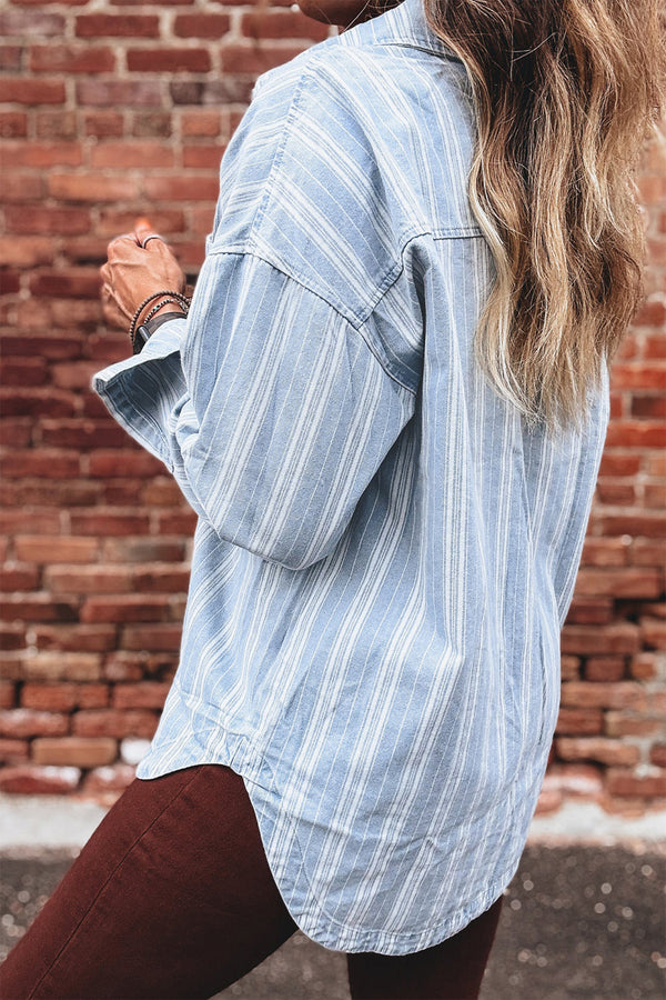 Boyfriend Chest Pocket Classic Denim Shacket - KaleaBoutique.com
