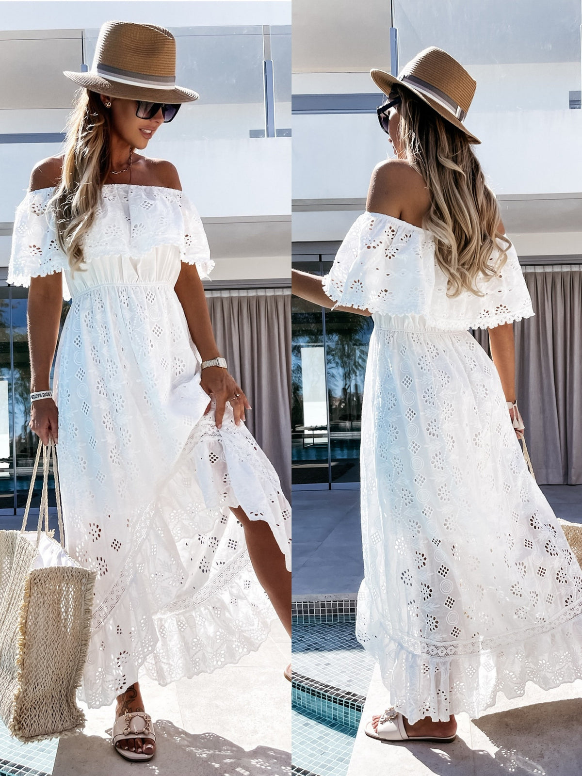 Lace Long Skirt White Beach Skirt New Tube Top One Shoulder Sexy Dress Women - KaleaBoutique.com