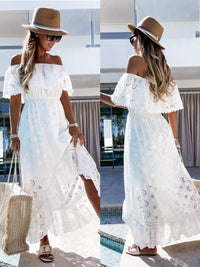 Lace Long Skirt White Beach Skirt New Tube Top One Shoulder Sexy Dress Women - KaleaBoutique.com