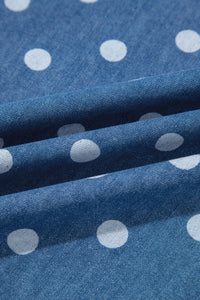 Polka Dot Long Sleeve Collar Shift Tunic Denim Jacket - KaleaBoutique.com