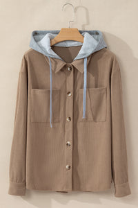 KaleaBoutique Hooded Drawstring Pockets Corduroy Shacket - KaleaBoutique.com