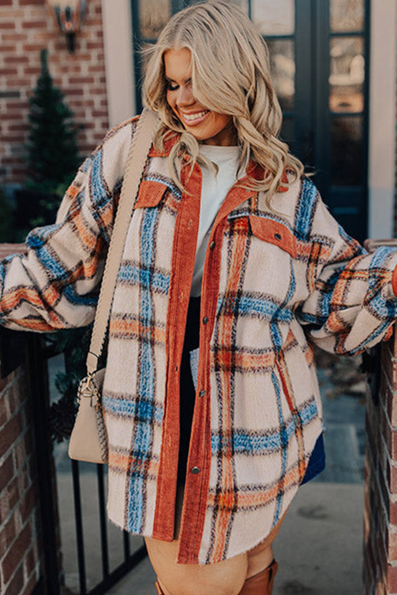 KaleaBoutique Plus Size Plaid Print Collared Buttoned Jacket - KaleaBoutique.com