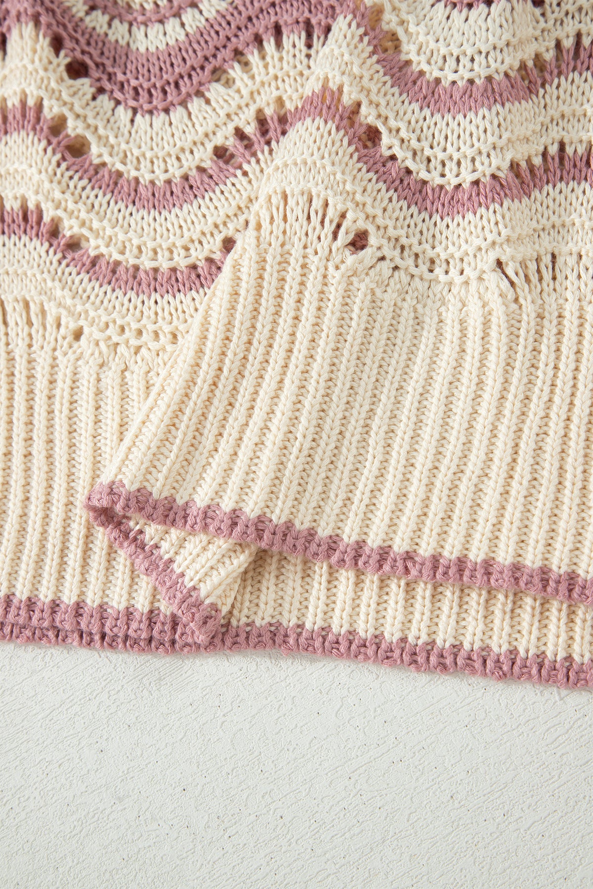 KaleaBoutique Comfortable Wavy Crochet Eyelet Detail Ruffle Half Sleeve Sweater - KaleaBoutique.com
