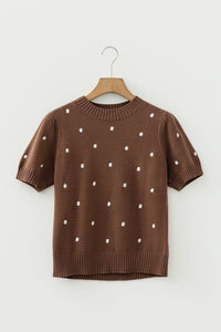 KaleaBoutique Comfortable Elegant Polka Dot Bubble Short Sleeve Sweater - KaleaBoutique.com