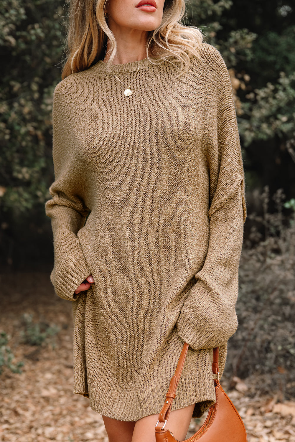 KaleaBoutique Stylish Oversize Drop Shoulder Slouchy Sweater Dress - KaleaBoutique.com