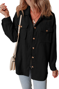 Corduroy Flap Pocket Button Up Shacket - KaleaBoutique.com