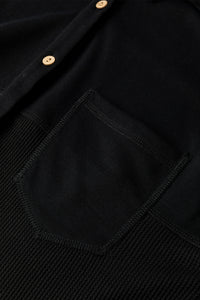 Waffle Knit Patchwork Exposed Seam Loose Shacket - KaleaBoutique.com