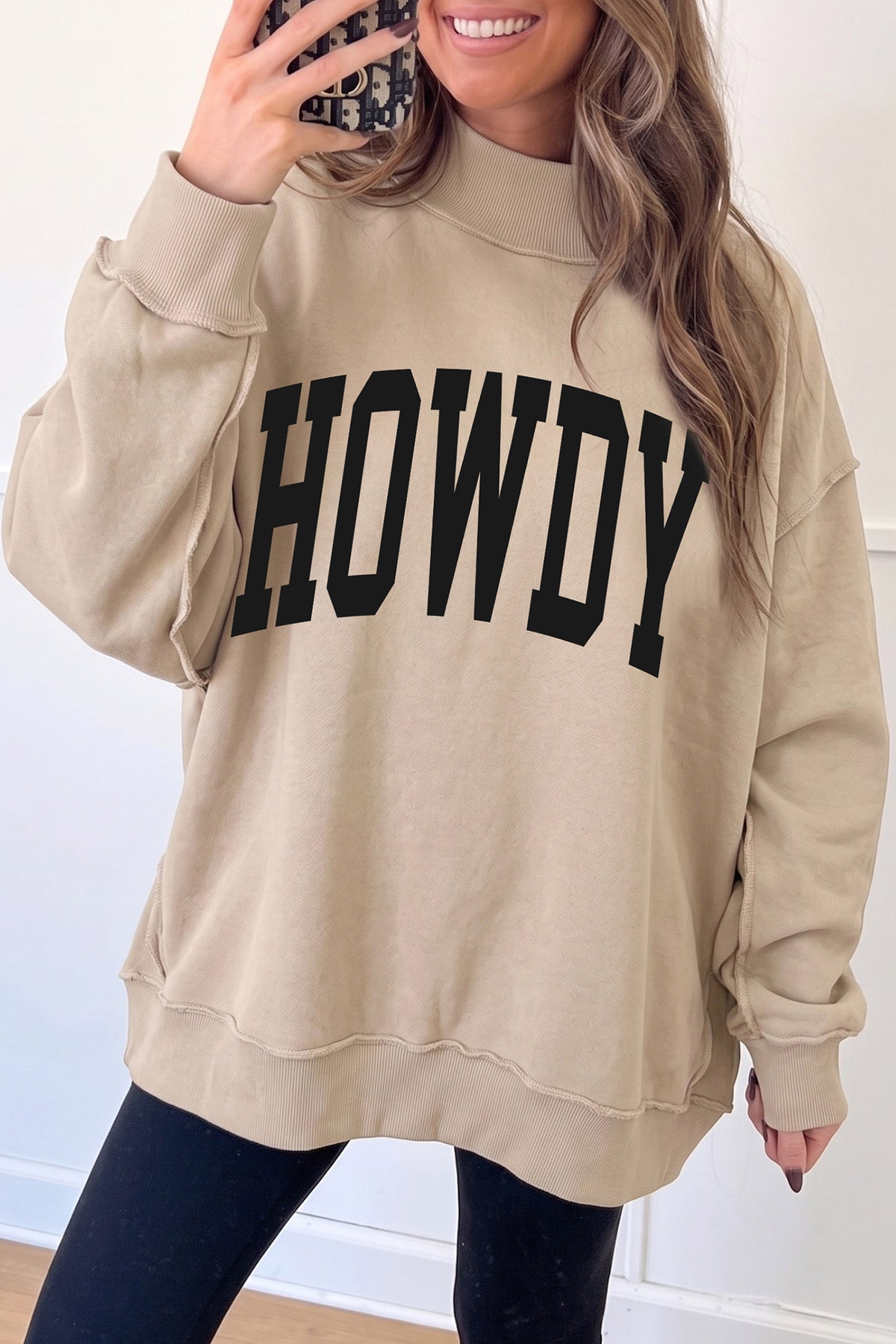 KB Apricot Howdy Yeehaw Reversible Western Sweatshirt - KaleaBoutique.com