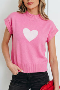KaleaBoutique Stylish Valentine Heart Graphic Cropped Short Sleeve Sweater - KaleaBoutique.com