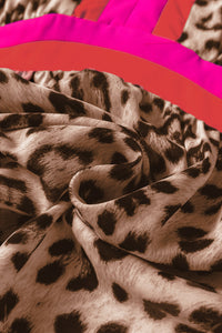Leopard Color Block V Neck Loose Fit Maxi Dress - KaleaBoutique.com