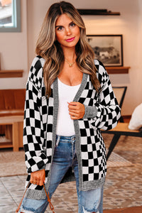 KaleaBoutique Stylish Checkered Open Front Drop Shoulder Cardigan - KaleaBoutique.com