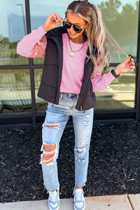 KaleaBoutique Stylish Long Sleeve Sequin Round Neck Pullover Top - KaleaBoutique.com