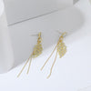 Delicate Crystal Leaf Dangle Earrings, Wedding Boho Gold Tone Dual Chain Bridal Stud Earrings - KaleaBoutique.com