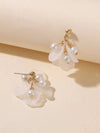 Floral Pearl 925 Silver Post Bridal Ear Studs, Wedding Fashion Gold Dangle Seashell Petal Stud Earrings for Bride - KaleaBoutique.com