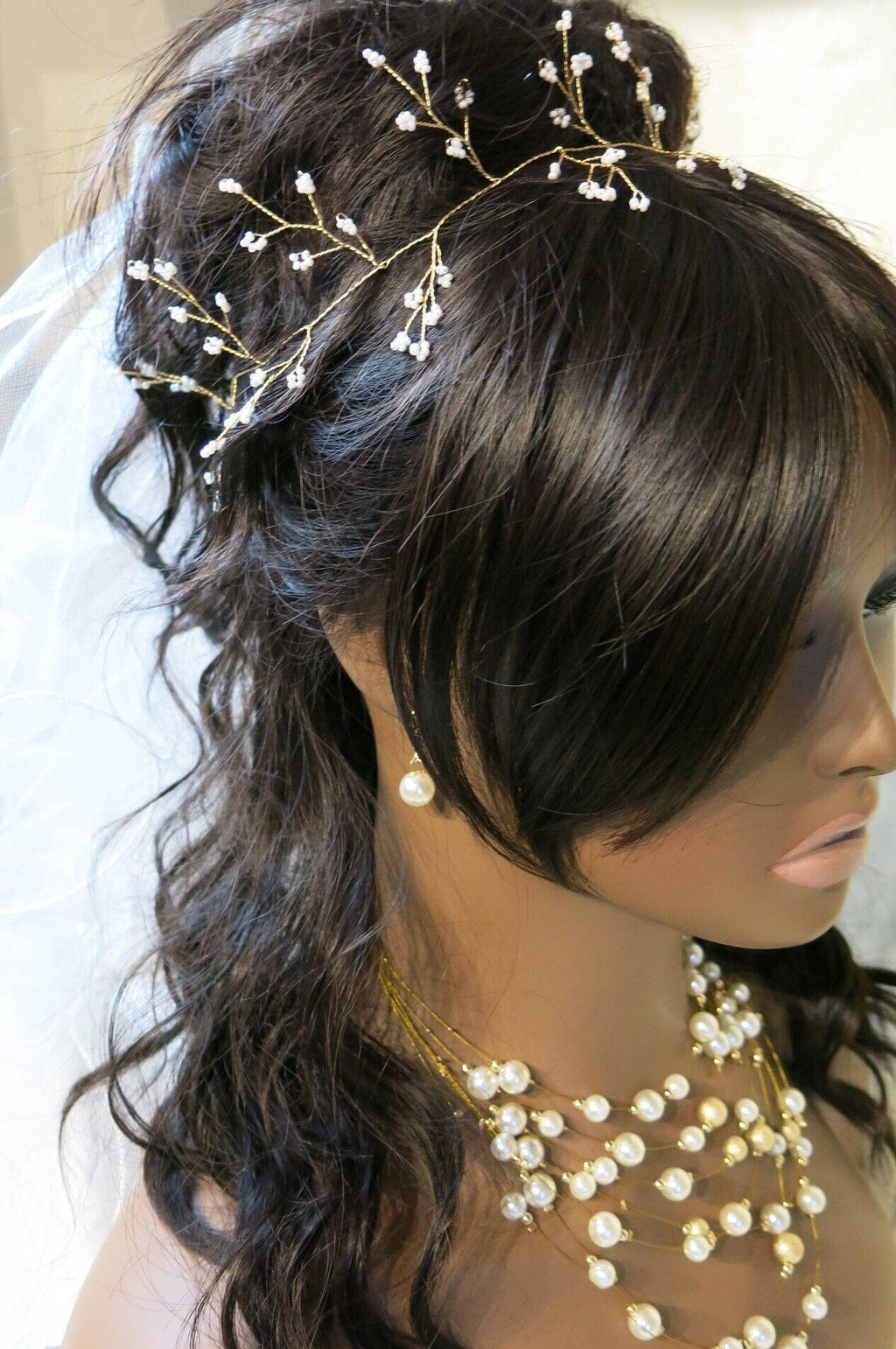 Delicate Wedding Hair Vine for Brides, Minimalist Gold Wire Headband, Elegant Bridal Headband Hair Garland - KaleaBoutique.com