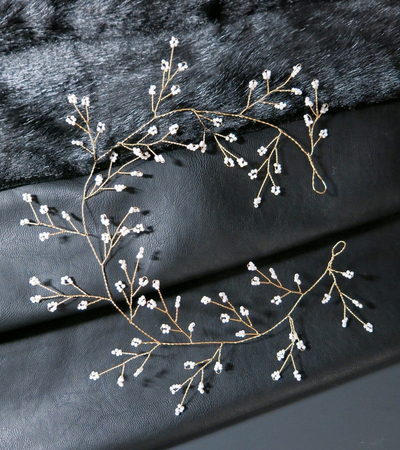 Delicate Wedding Hair Vine for Brides, Minimalist Gold Wire Headband, Elegant Bridal Headband Hair Garland - KaleaBoutique.com