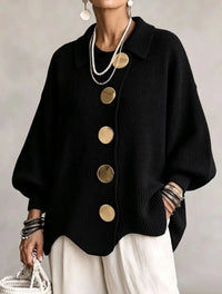 Button-down Cardigan Women's Fall Winter Lapel Button Knitted Jacket Long Sleeve Loose Fit Sweater Outerwear - KaleaBoutique.com