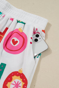 KaleaBoutique Stylish Ho Ho Ho Christmas Fashion Print 2pcs Lounge Short Set - KaleaBoutique.com