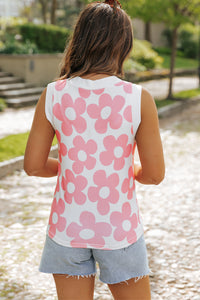 Cute Flower Knitted V Neck Tank Top - KaleaBoutique.com