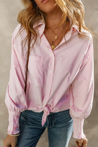 KaleaBoutique Shirred Cuffs Collared Raglan Sleeve Relaxed Shirt - KaleaBoutique.com