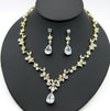 Diamond CZ Crystal Bridal 3 PC Necklace Set, Gem Flower Wedding Jewelry Set, 14K Gold Plated Necklace and Earring Set - KaleaBoutique.com