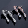 Diamond Crystal Dangle Earrings, Wedding CZ Diamond Tassel Ear Studs, Bridal or Bridesmaid 14K Gold Plated Copper Floral Earrings - KaleaBoutique.com