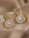 Diamond CZ Square Dangle Earrings, Wedding Crystal Studded Earrings, Minimalist 14K Gold Plated Ear Studs - KaleaBoutique.com