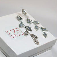 Diamond CZ Crystal Leaf Studs, Wedding Dangle Leaf Earrings, Bridal or Bridesmaids 14K Gold Plated Earrings - KaleaBoutique.com