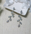 Diamond Crystal Leaf Studs, Crystal S925 Silver Wedding Earrings, Bridal or Bridesmaid Tassel Chain Earrings, CZ Leaf Statement Earrings - KaleaBoutique.com