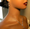 Diamond Gem Leaf Shape Bridal Y-Necklace 3 PC Jewelry Set, Platinum Plated Statement Necklace for Bride, Wedding Necklace Gift for Bride - KaleaBoutique.com