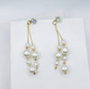 Dual Strand Pearl Earrings, S925 Silver Post Floating Pearl Earrings, 14K Gold Plated Bridal Dangle Ear Studs - KaleaBoutique.com