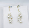 Double Gold Strand Pearl Earrings, S925 Silver Post Floating Multi Size Pearl Studs, 14K Gold Plated Bridal Long Dangle Chain Stud Earrings - KaleaBoutique.com