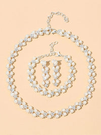 Double Layer Pearl 4 PC Jewelry Set, Pearl and Crystal 4 PC Wedding Jewelry, Bridal Pearl Necklace, Earrings and Bracelet Set - KaleaBoutique.com