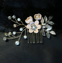 Dusty Pink Flower Bridal Hair Comb, Bridesmaid Floral Blush Hairpieces, Wedding Pink Flower Wire Hairpins - KaleaBoutique.com