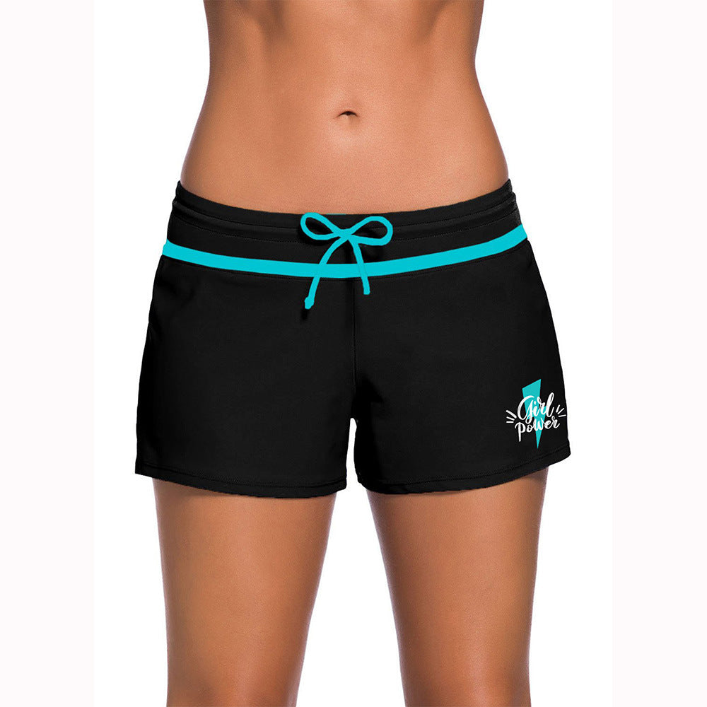 Women's Tie-Front Boxer Swim Shorts with Graphic Design - KaleaBoutique.com
