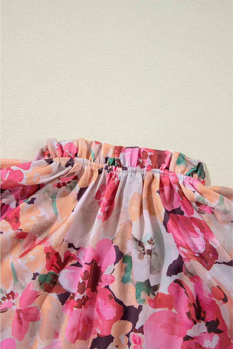 KaleaBoutique Floral Print Ruffled Stitch Buttoned Loose Fit Shirt - KaleaBoutique.com