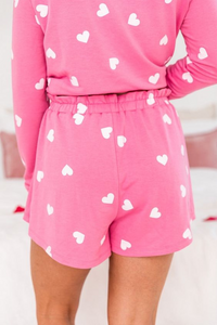 KaleaBoutique Comfortable Valentine Heart Print Long Sleeve Tee and Shorts Lounge Set - KaleaBoutique.com