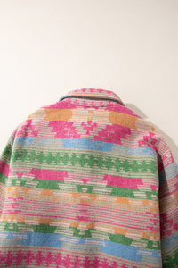 KaleaBoutique Plus Size Aztec Printed Flap Pocket Shacket - KaleaBoutique.com
