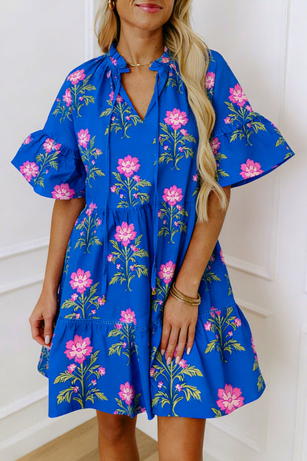 KaleaBoutique Comfortable V Neck Short Sleeve Loose Flower Dress - KaleaBoutique.com