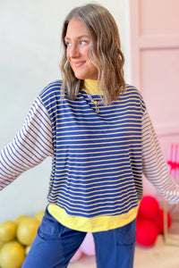 KaleaBoutique Stylish Contrast Long Sleeve Crew Neck Pullover Top - KaleaBoutique.com