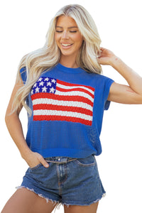 KaleaBoutique Comfortable Flag Graphic Short Sleeve Sweater Top - KaleaBoutique.com