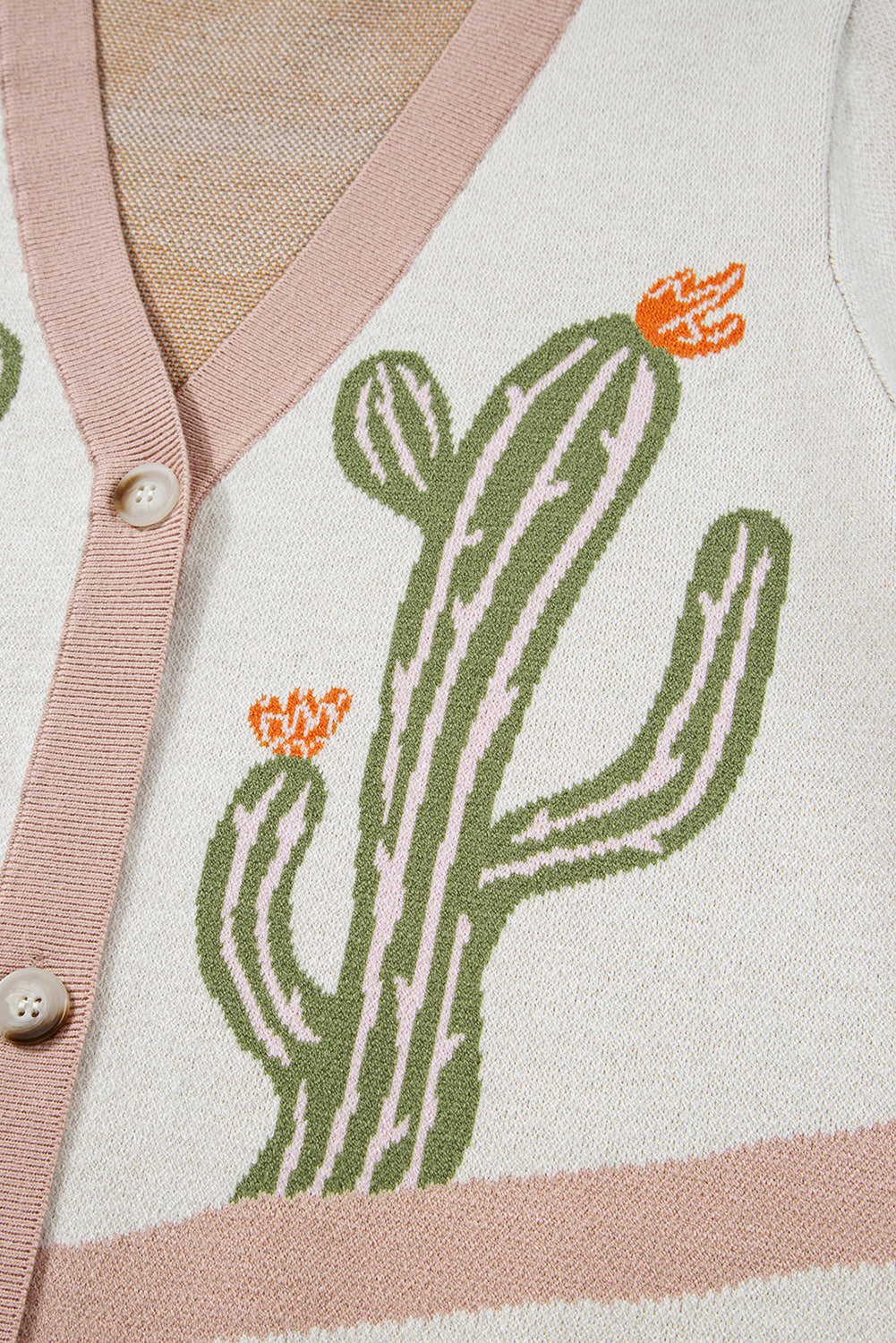 KaleaBoutique Stylish Desert Cactus Buttoned Front Sweater Cardigan - KaleaBoutique.com